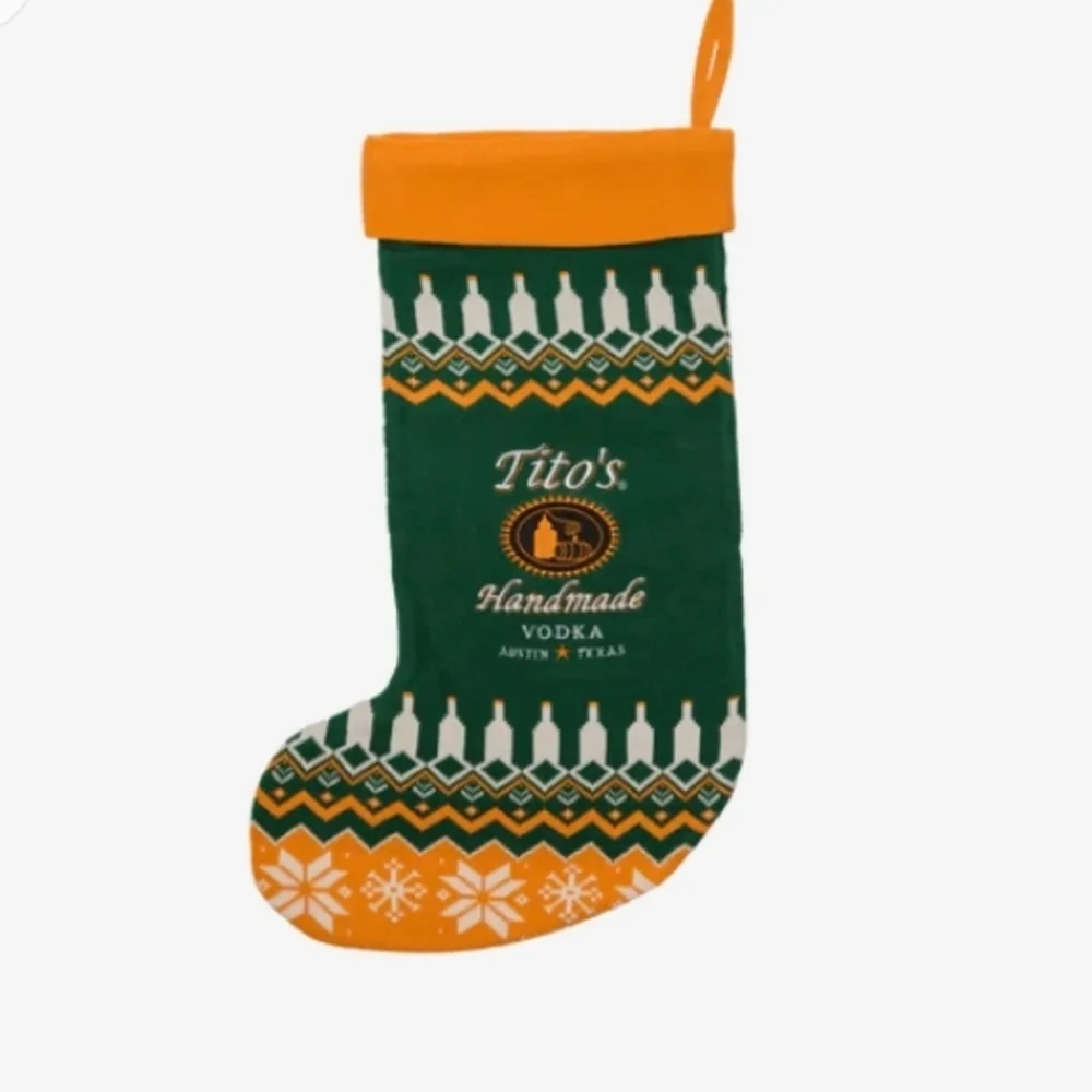 Tito's Handmade Vodka Festive Stocking - Green and Orange